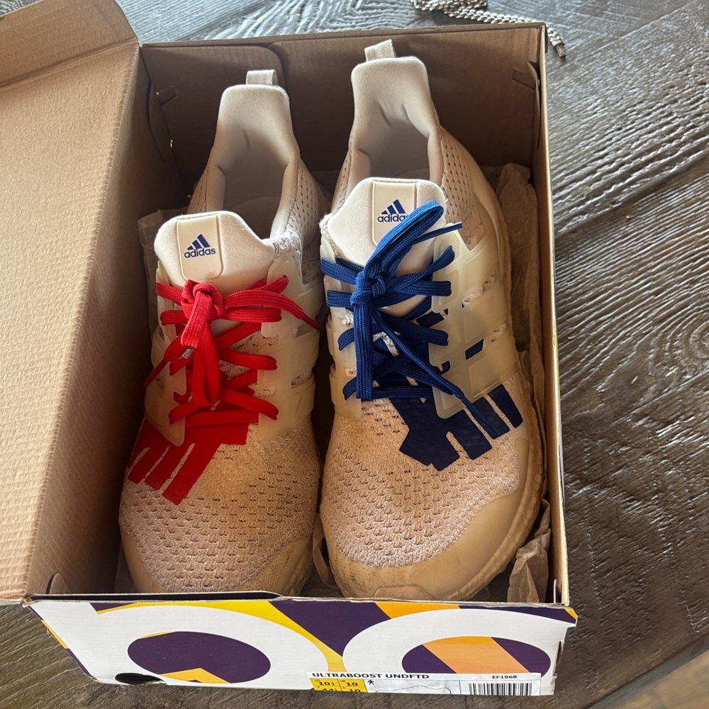 Adidas Mens Sneakers with Red and Blue Accents